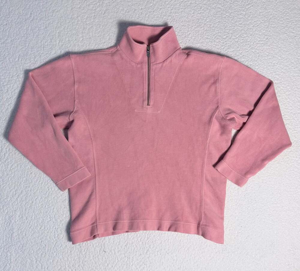 Tommy Bahama Women's Pink Ribbed Half-Zip Pullover Sweatshirt Small